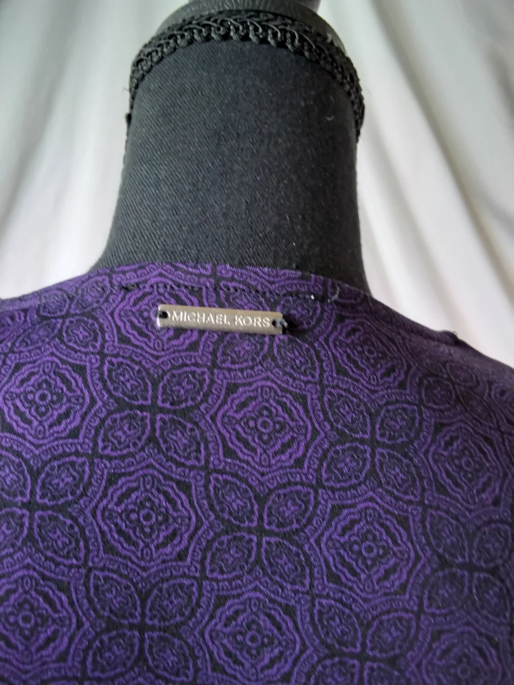 Michael Kors Purple Lace-Up V-Neck Long Sleeve Top